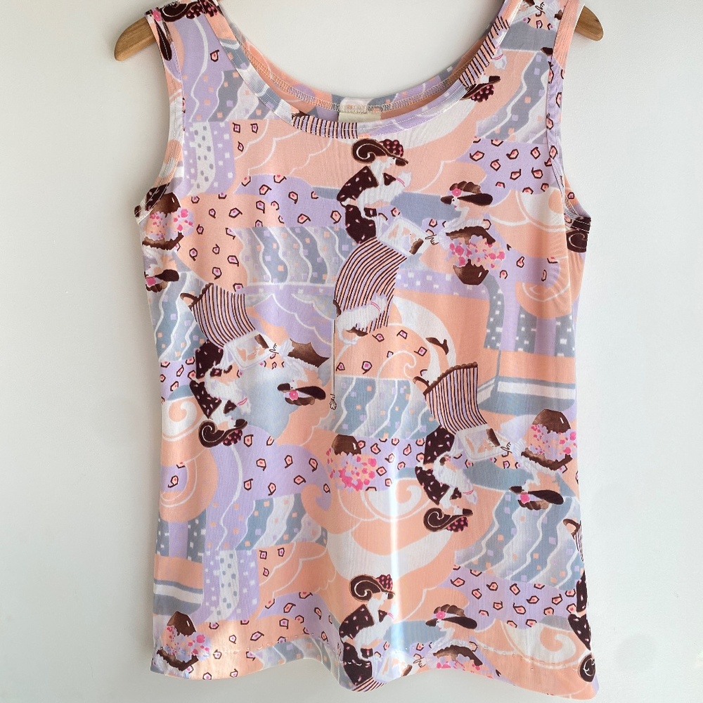 Vintage Rhoda Lee 70's does 30's Cat Lady Print Top